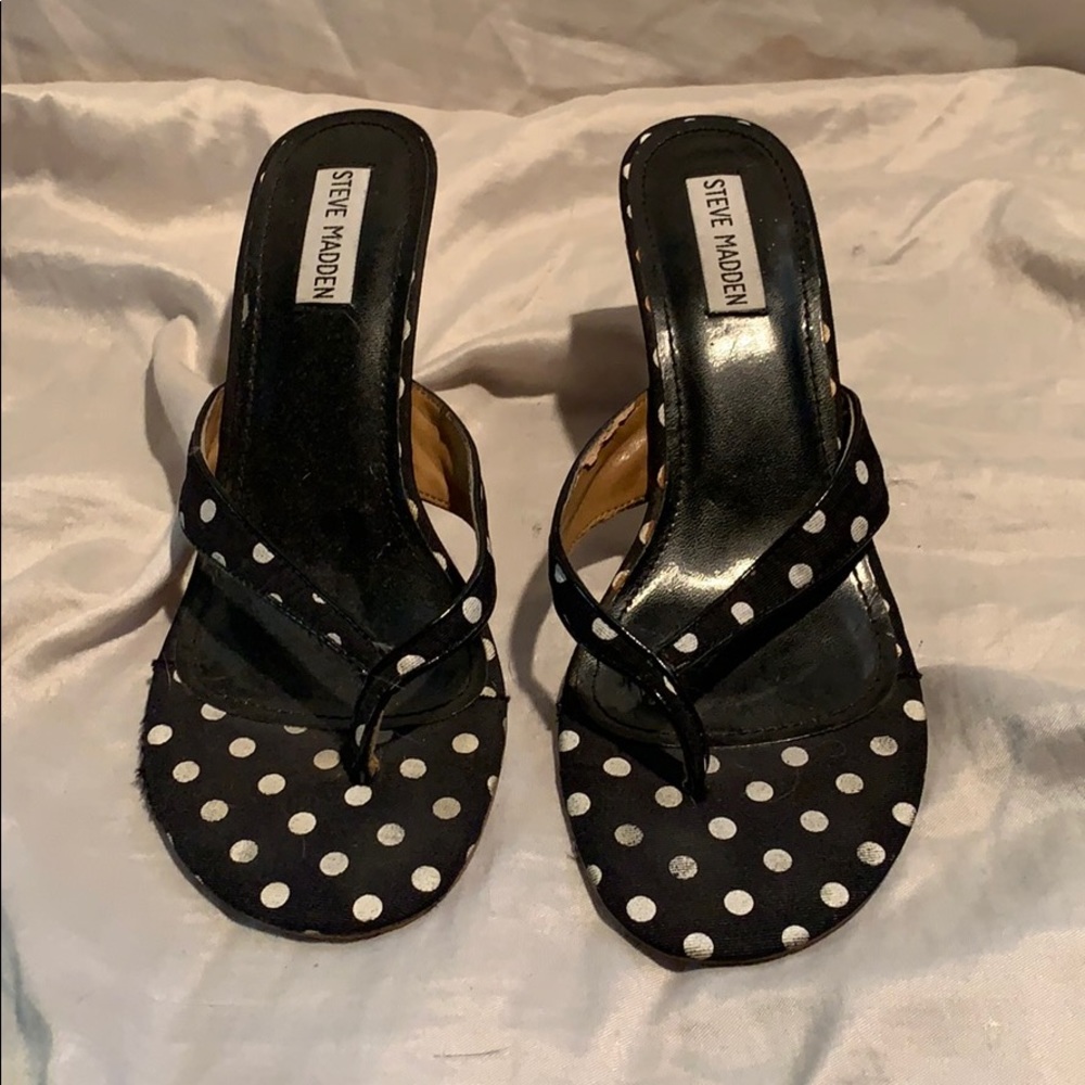 Gently worn with a little fraying polka dot slides